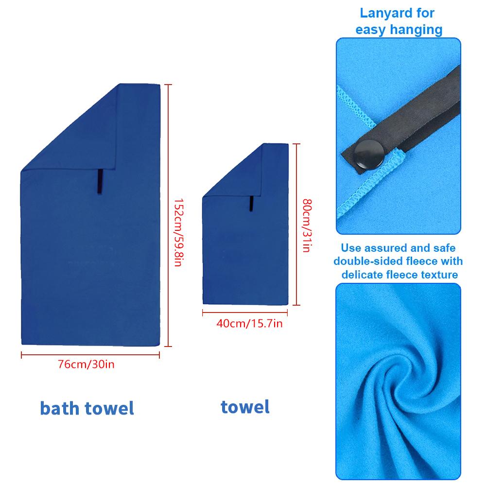 Quick Dry Microfiber Sports Towel, Sand Free Lightweight Beach Towel, Absorbent Fast Drying Gym Towel for Travel Camping Hiking Yoga Fitness