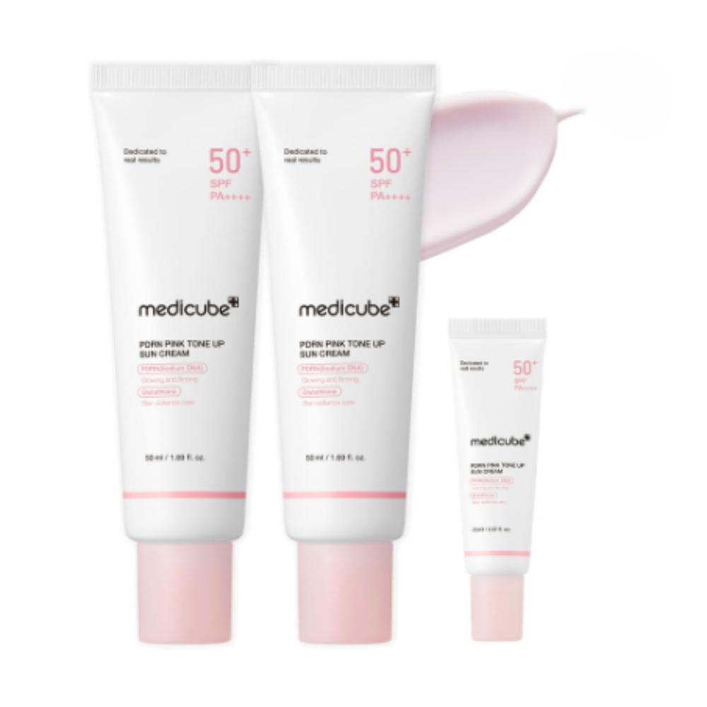 

Medicube PDRN Рожевий сонцезахисний крем з ефектом Tone-Up SPF50+ — Освітлення, УФ-захист та догляд для вирівнювання тону (50 мл × 2)