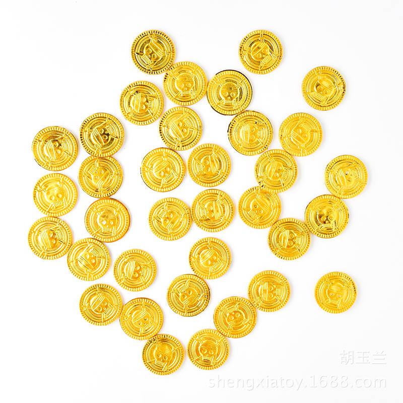 50/100 Pirate Gold Coins Halloween Plastic Fake Gold Ghost Room Escape Coins Children's Birthday Party Decoration Gold Coin Gift
