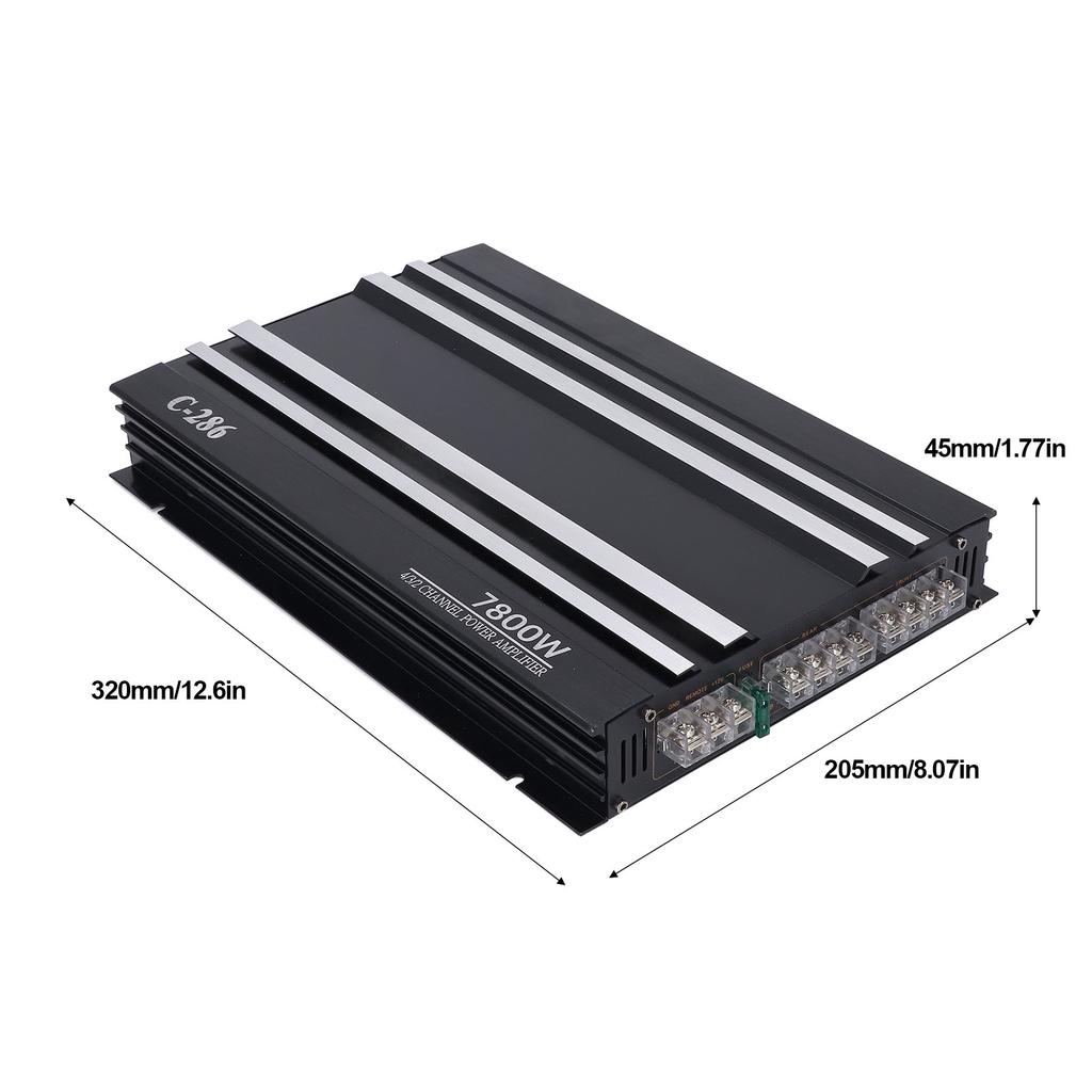 Power Amplifier Car Stereo Amplifier 7800W  12V 4 Channels Improve Sound Quality Class  Aluminum Alloy for Truck for UTV