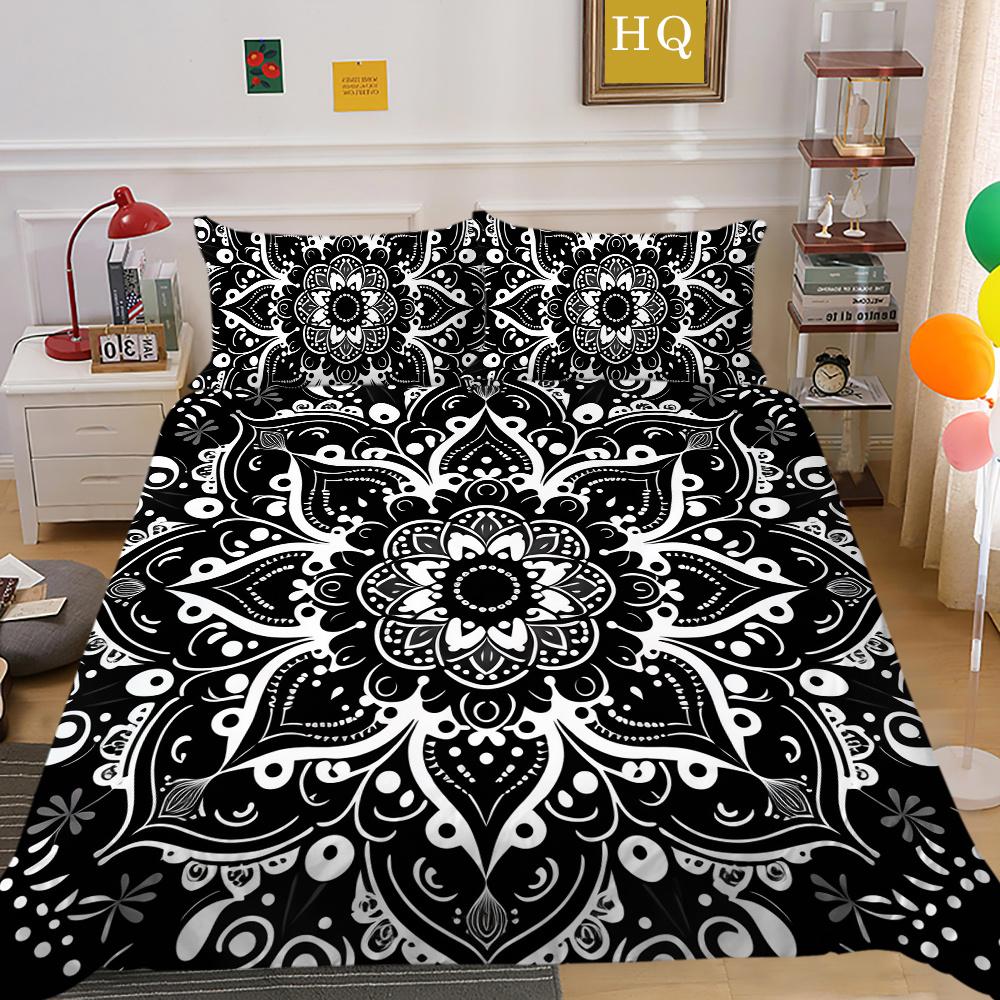 Zestaw poszewek na kołdrę 3D w kolorze czarnym Paisley King Size Home Textiles Girl Bedspread Luxury Bedding Cover Set