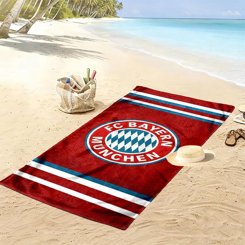 FC Bayern Munchen Print Beach Towel, Large Soft Quick Dry Towel for Beach Camping Swimming