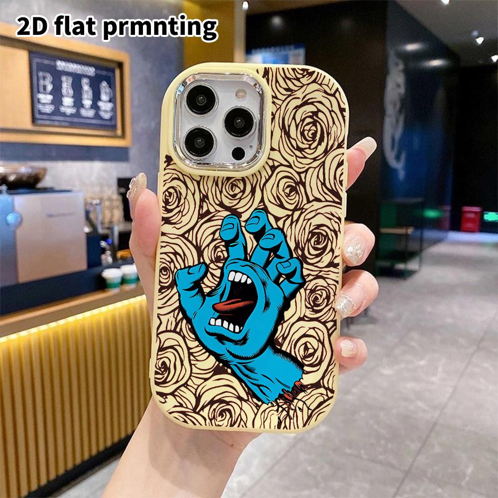 Phone Case: 2D flat design suitable for iPhone 18 17 16 15 14 13 Pro protective case, couple style, screaming blue ghost hand, Christmas and Halloween