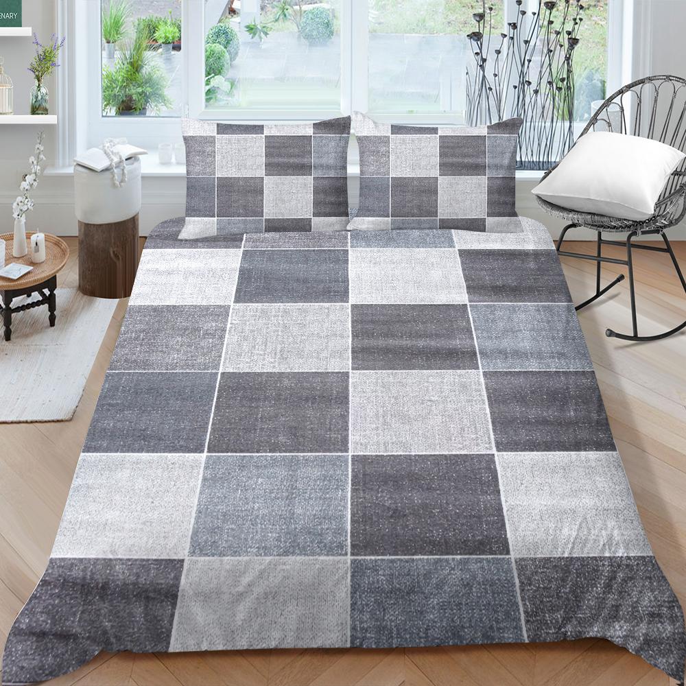 3D Family Bedding Single Double Bed Full Size Vintage Graphic Printed Bedding Geometric Pattern Pillowcase and Quilt Cover Washable Home Decoration