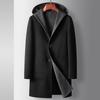 Cappotto Trench in Lana Medio-Lungo con Cappuccio Autunnale e Invernale Indossabile su Entrambi i Lati per Uomo di Mezza Età e Giovane Business Cappotto Casual Double-Face