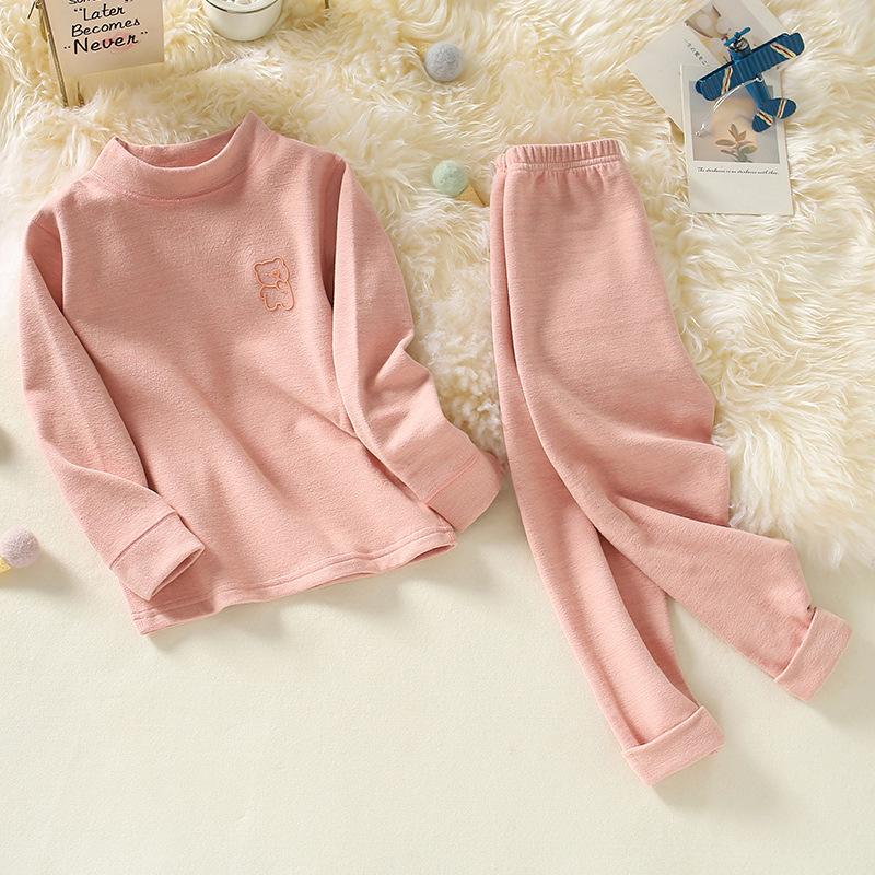 

Детский теплый осенне-зимний пижамный комплект - бархатная утолщенная футболка с полувысоким воротом и кальсоны для мальчиков и девочек 100cm