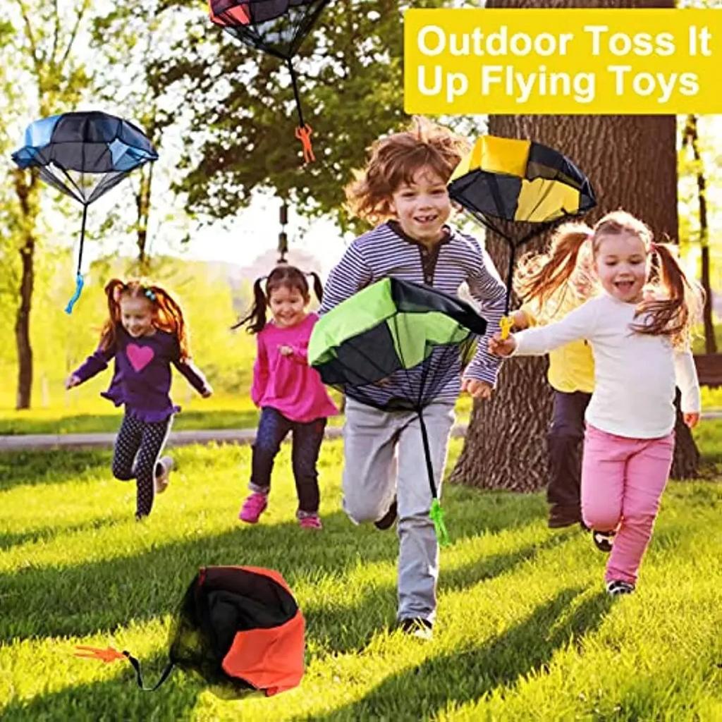 Funny Outdoor Kids Hand Throwing Parachute Toy  Game with Mini Soldier Toys for Children Fly Parachute Sport Educational Games