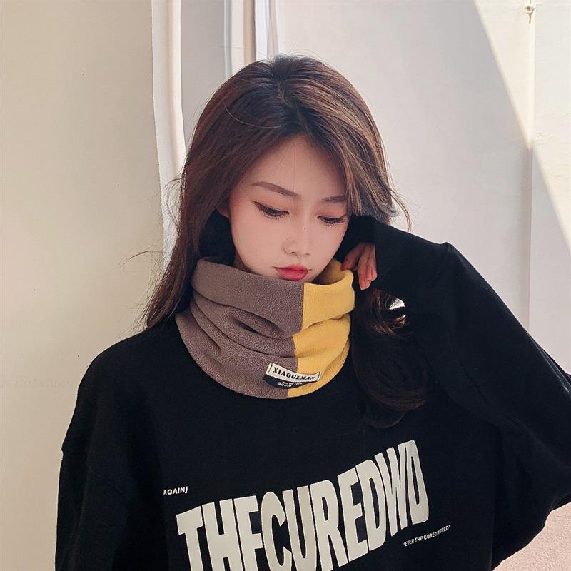 Winter Double-Layer Thick Warm Scarf Outdoor Cycling Men And Women Color Matching Cold-Proof Scarf