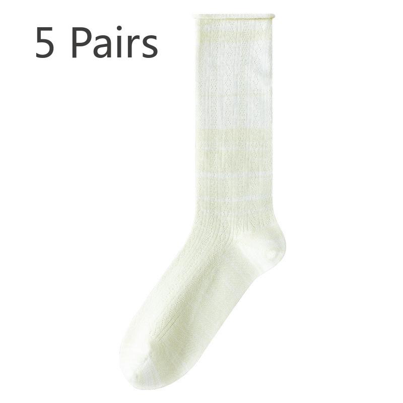 5 Pairs of Women's Summer Thin Cotton Anti Bacterial and Deodorant Stockings