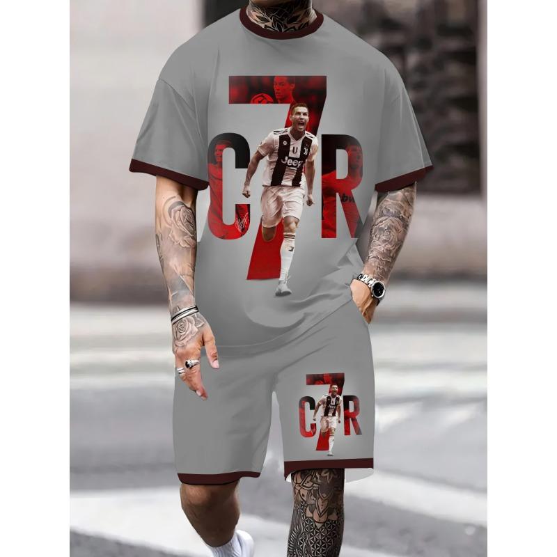 2025 Summer New 3D Printed Men's Set Short Sleeve Shorts Outdoor Clothing Comfortable, Soft, Breathable