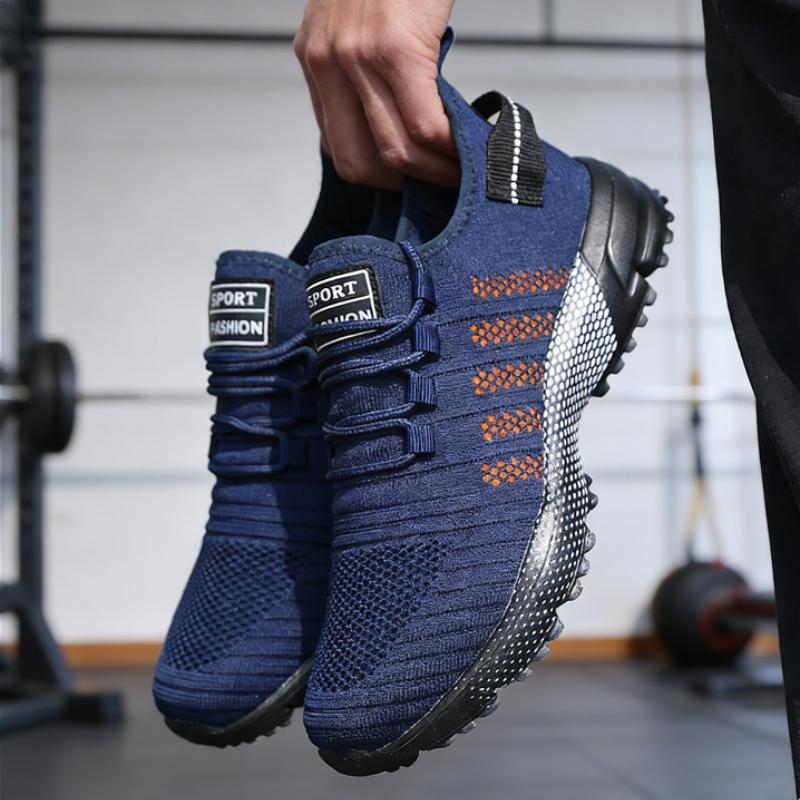 Men's Knit Weave Sports Shoes Breathable Mesh Sneakers Fashion Casual Running Shoes Lightweight Non-Slip Outdoor Walking Shoes
