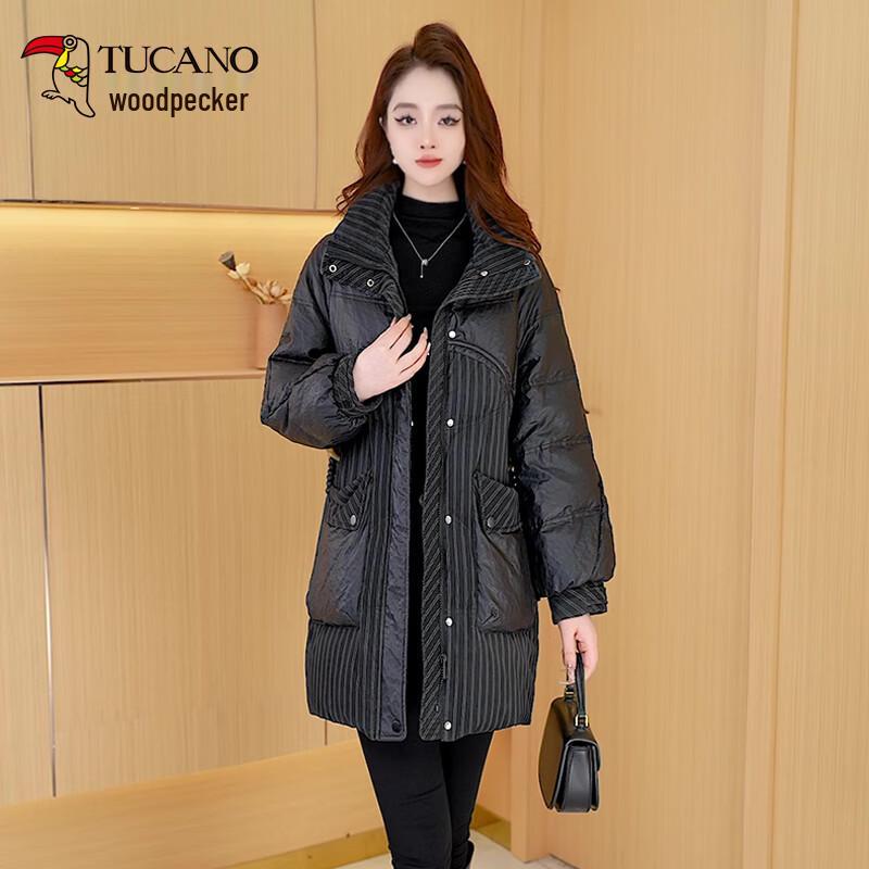 

Women s Mid-Length Faux Leather Duck Down Jacket 4XL