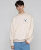 GRAVER [Unisex] Puppy Face Small Drawing Smile Sweatshirt_Cream/Blue Logo