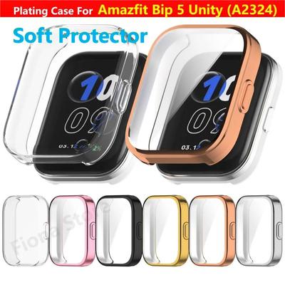 Pokovování TPU pouzdro pro Amazfit Bip 5 Unity (A2324) Řemínek pro chytré hodinky Bumper Shell Full Cover Bip5 Screen Protector Příslušenství