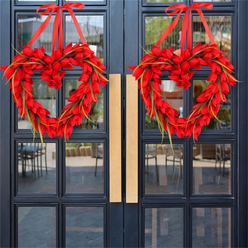 Valentines Day Wreath Pendant Tulips Love Garlands Decoration Proposal Scene Layout Props Valentines Day Garlands Party