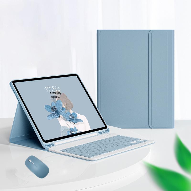 Samsung Tab S11 Protective Leather Case with Magnetic Bluetooth Keyboard, Mouse, and Korean/Spanish Support