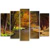 Pięcioczęściowy obraz na płótnie Jesienna rzeka w lesie