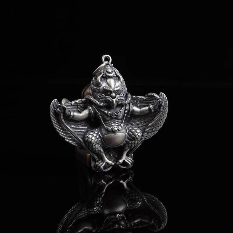 Retro Tibetan Golden-Winged Peng Bird Necklace Pendant - Unisex Charm Accessory
