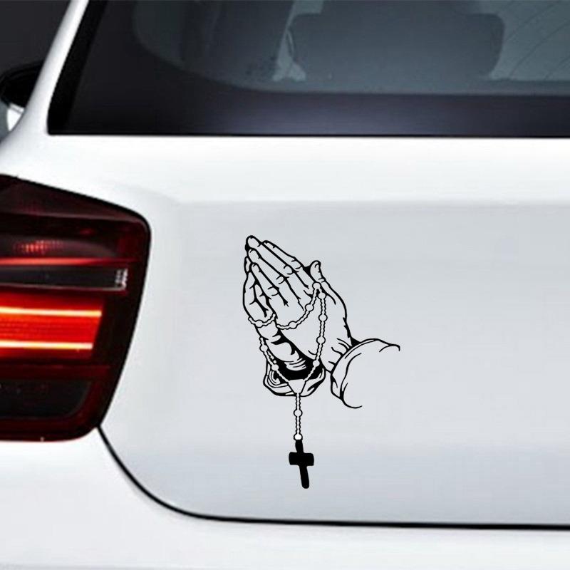 Adesivo Laser Colorato Gesto di Preghiera dell'Auto Dio Gesù Cristo Decorazioni alla Moda per Carrozzeria Auto Adesivi Decalcomania per Lunotto Posteriore