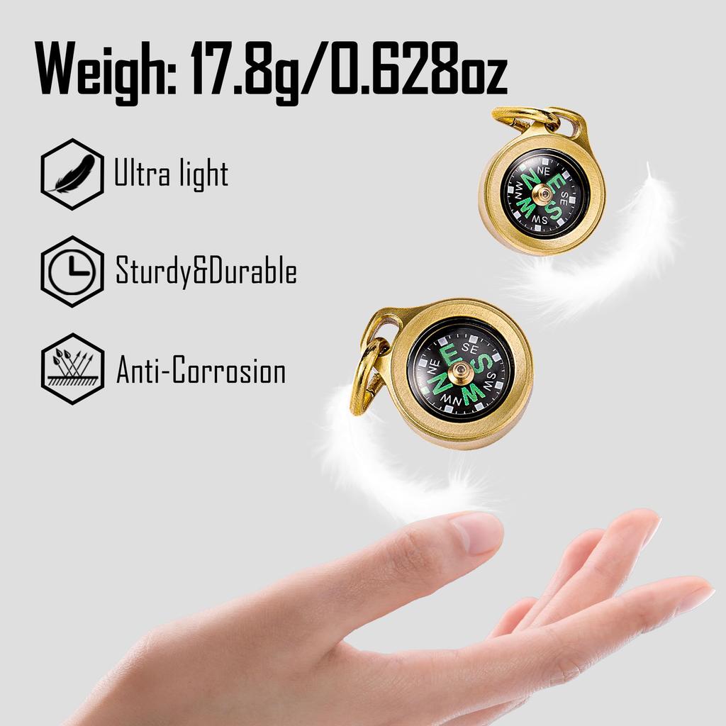 MecArmy CMP Grade Teardrop Survival Hiking Handheld Compass for Easy Direction Recognition Titanium/Brass Compass, Compass, Compass, (Brass)