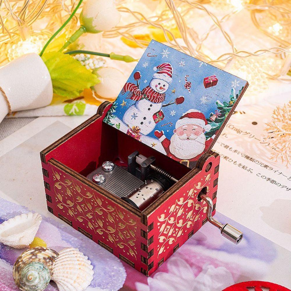 Wooden Hand Crank Music Box Anime Theme Halloween Merry Christmas Decoration Home Christmas Birthday Gift
