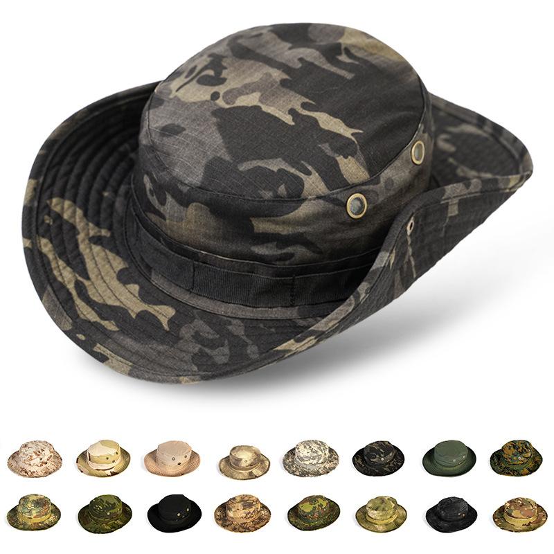 Outdoor Wide Brim Bucket Hat for Fishermen Summer Camouflage Sun Protection for Hiking and Fishing