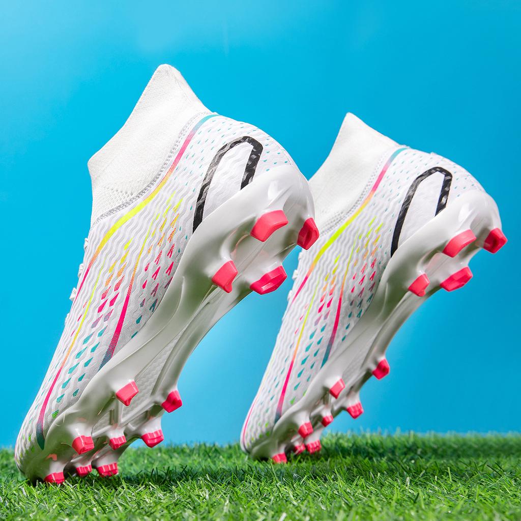 High-top football shoes men's and women's broken nails tf artificial turf AG nails student leather foot training football shoes