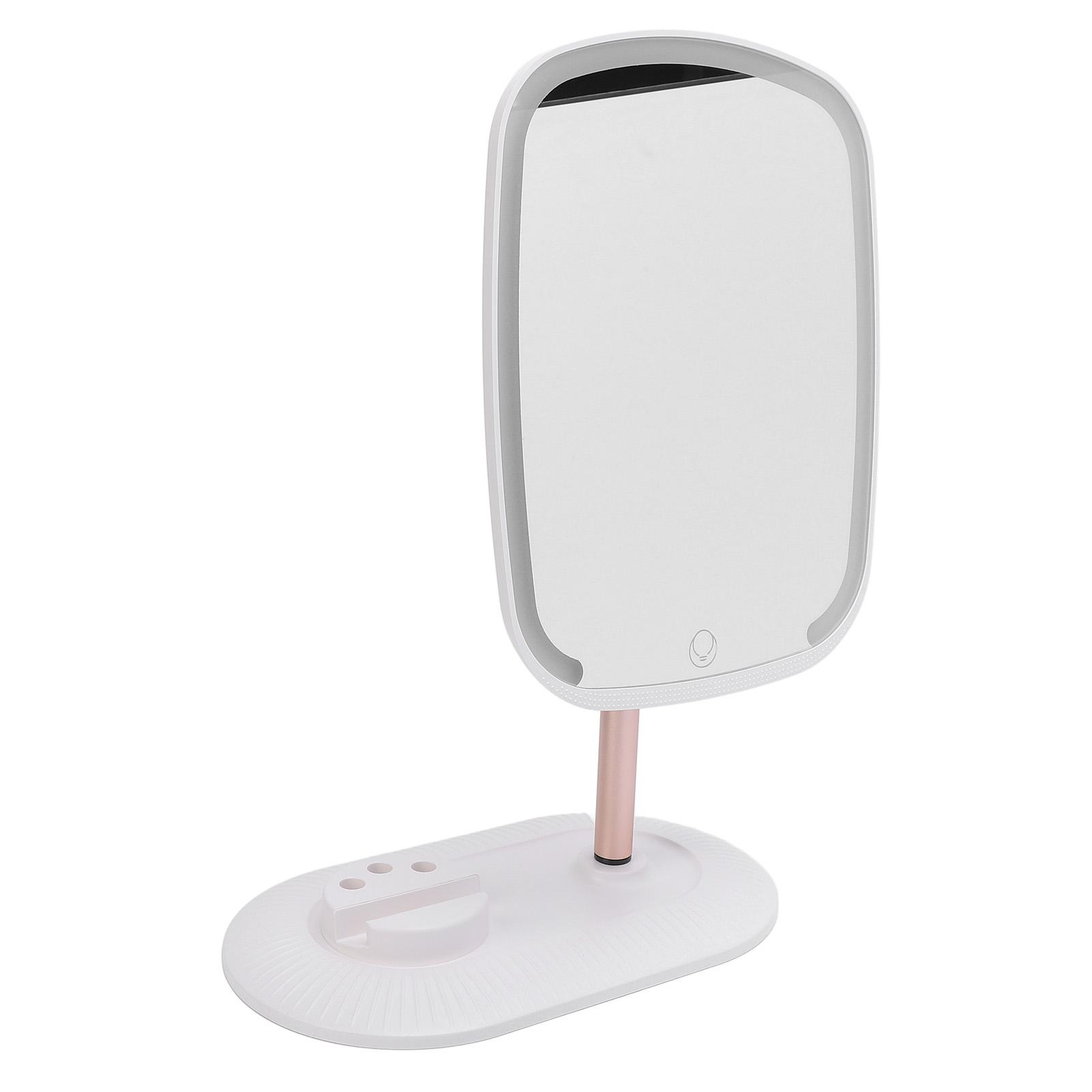 

Travel Vanity Mirror with Lights 3 Color USB Rechargeable Lighted Cosmetic Makeup Mirror Stepless Dimming 2400mAh White