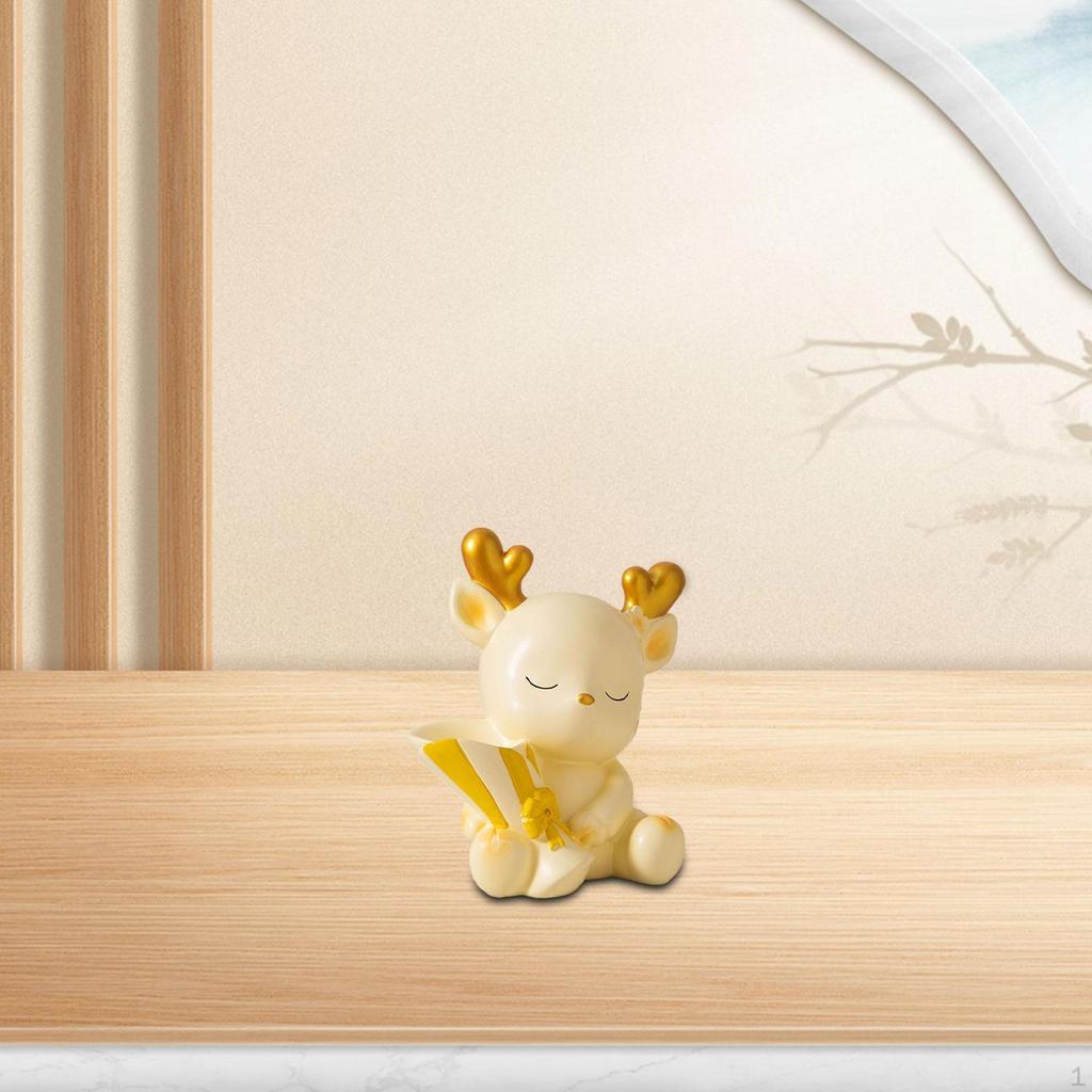 Cartoon Hirsch Statue Schreibtisch Ornament, Harz Skulptur Figur Blumenarrangement für Balkon