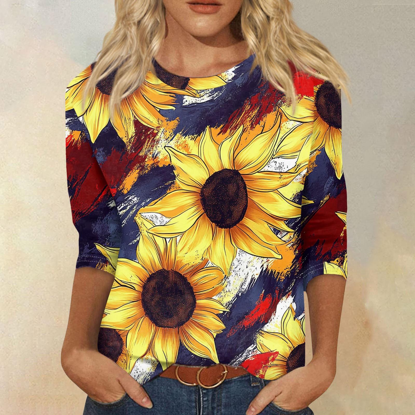 

Женская модная повседневная свободная футболка с круглым вырезом и рукавами 3/4 с принтом, женский топ XXXL