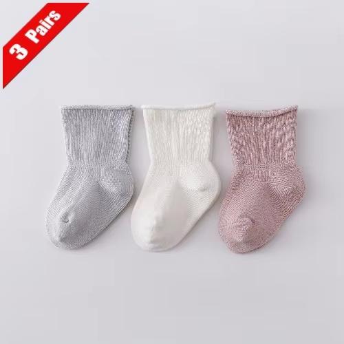 1/3/5Pairs Children Girls Socks Four Seasons Cotton Simple Toddler Boys Socks Loose Mouthed Casual Newborn Socks Age For 0-5Yrs