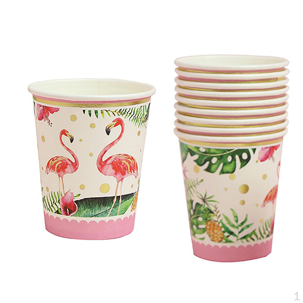 10pcs Hawaiian Flamingo Paper Disposable Cups Birthday Party Decoration