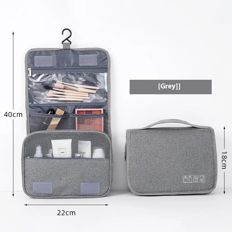 Foldable Toiletry Bag Organizer Hanging Storage Bathroom Makeup Case Cosmetic Bag Travel For Travel Business серый