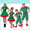 Festliches grünes Elfen-Weihnachtsmann-Kostüm für Erwachsene und Kinder Perfekt für weihnachtliche Familienfeiern