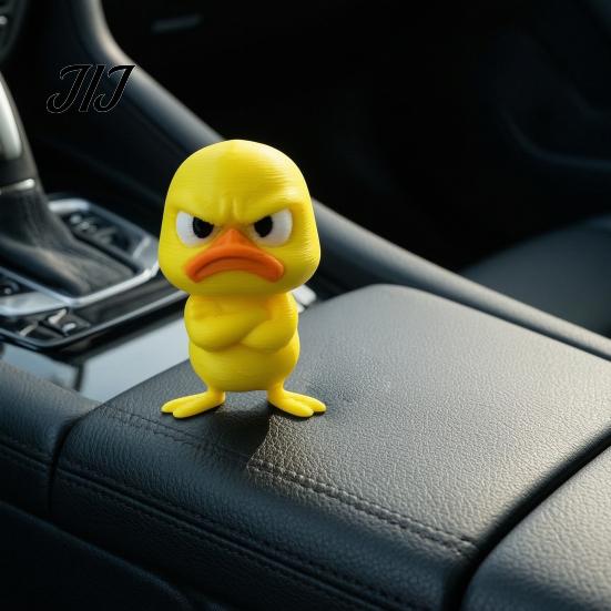 Portable Table Sculpture 3D Printed Yellow Duck Figurine, Funny Statue with Vivid Expressions, Cute Figurine Miniature Desktop Ornaments for