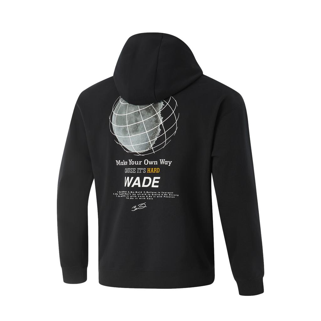 Li Ning Sweatshirts Men's Black Hooded Moderate Regular AWDV043-1
