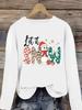 (Asian Size) Clothing T Shirt Graphic Tee Women faith peace Merry Christmas new year Print Casual Fashion Top o-neck Long Sleeve T-shirts