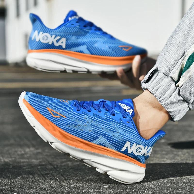 Men's Running Shoes Race Outdoor Breathable Couple Non-Slip Jogging Cushioning Luxury Shoes Trainer Sneakers Mesh Off-road Shoes