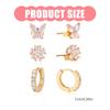 6PCS Stainless Steel Zircon Flower Pendant Hoop Earrings Set for Women Simple Butterfly Cartilage Earring Piercing Jewelry