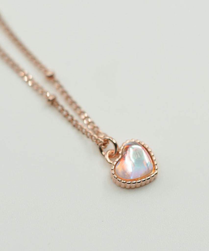 Alleun Silver 925 Chubby Heart Silver Ball Crystal Necklace