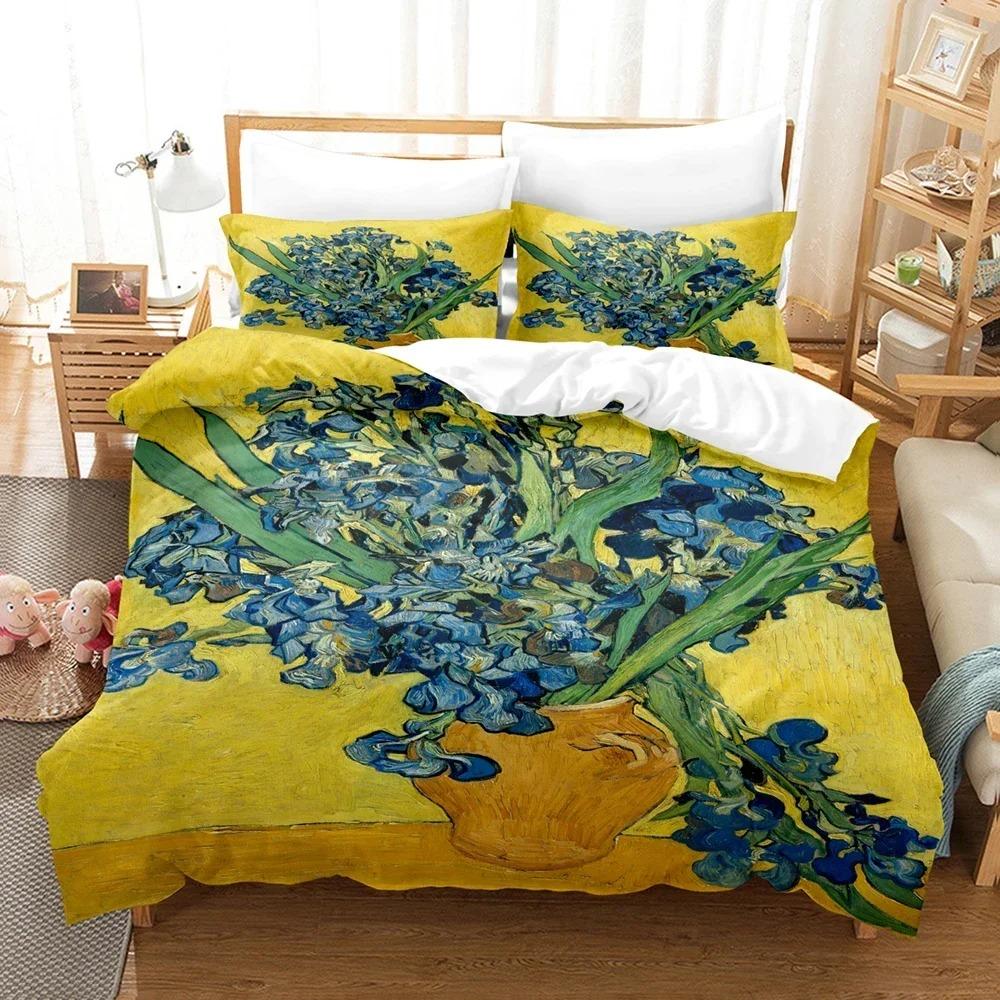 Van Gogh Oil Painting Beding Set 3D Printed Suitable for Bedrom Soft with Soft Fabric Duvet Cover Set With Pilowcases Children Kids Home Textile