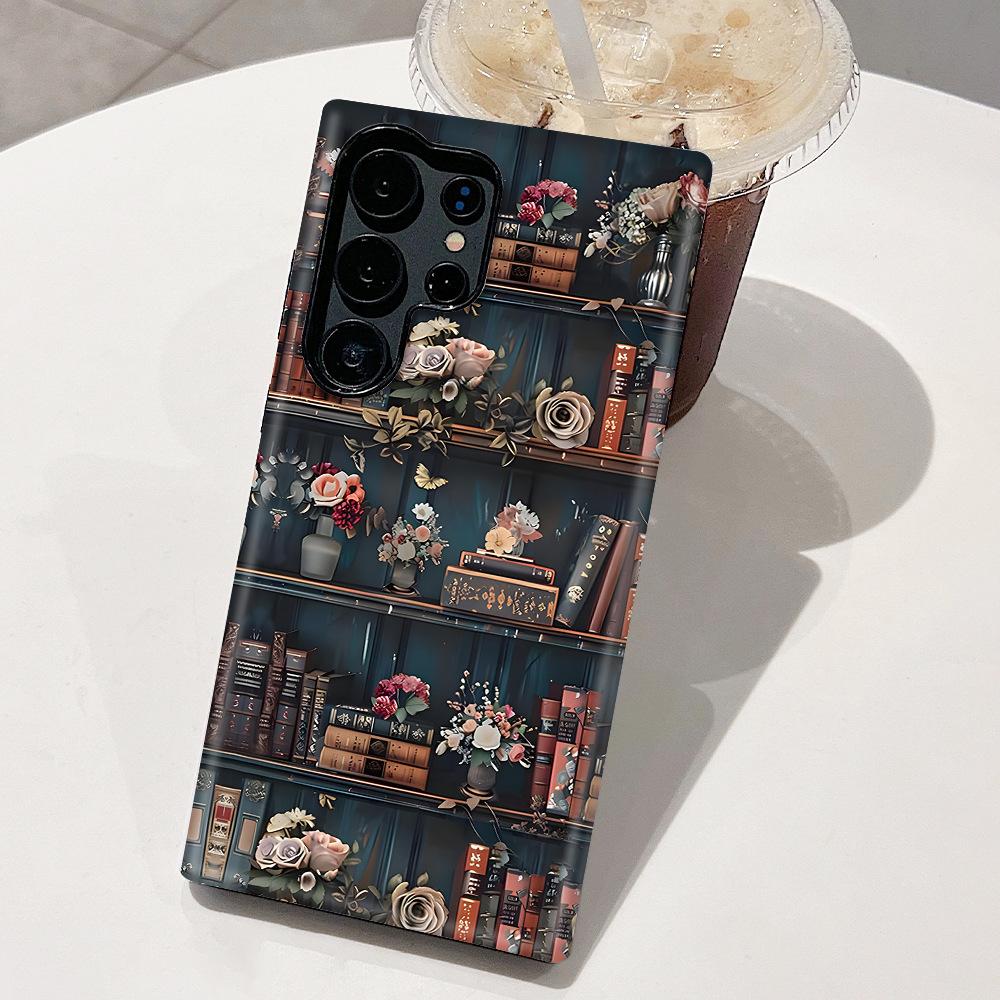 Hot-selling Retro Dark Tone Bookshelf Floral Samsung Galaxy S24Ultra Phone Case Samsung S25 Case