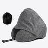 Travel Neck Pillow with Hood Memory Foam U-shaped Pillow with Adjustable Drawstring Breathable Neck Cushion for Airplane Car Long Flights Road Trips