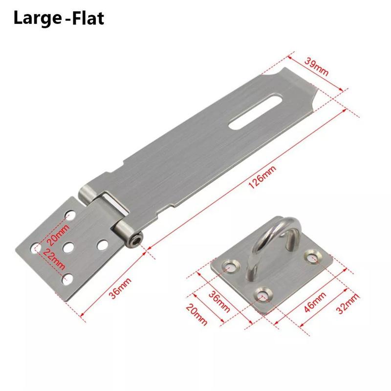 Stainless Steel Padlock Clasp Gate Hasp Staple Door 90 Degrees Latches Lock Shed Latch Household Burglar-Proof Hardware