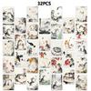 32pcs Ink Wash Cat Postcards, Christmas Gifts, Living Room Decor Cards, Student Gifts, Cheap Bedroom Decoration,Thick Cardstock,