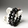 Natural black leaf vein jasper bracelet, round bead crystal bracelet, unisex jewelry, handicraft ornament.
