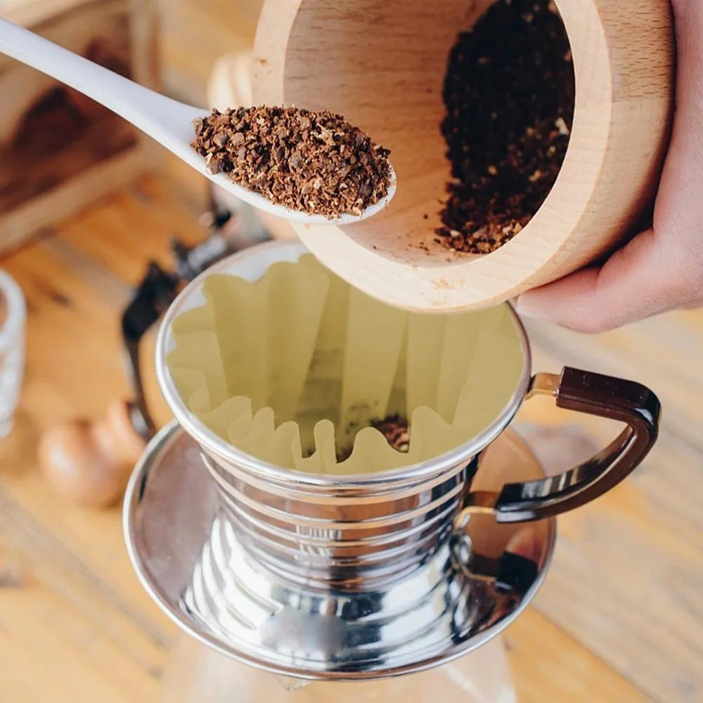 100 st/förpackning Engångskaffefilter Manuell Droppkaffe Vågpapperstratt Kök Filterverktyg