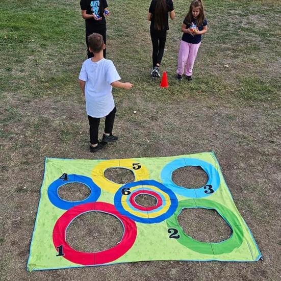 Fun Toss Target Game Set with 4 Jumping Bags Focus And Concentration Game Backyard Party Entertainment for Kids