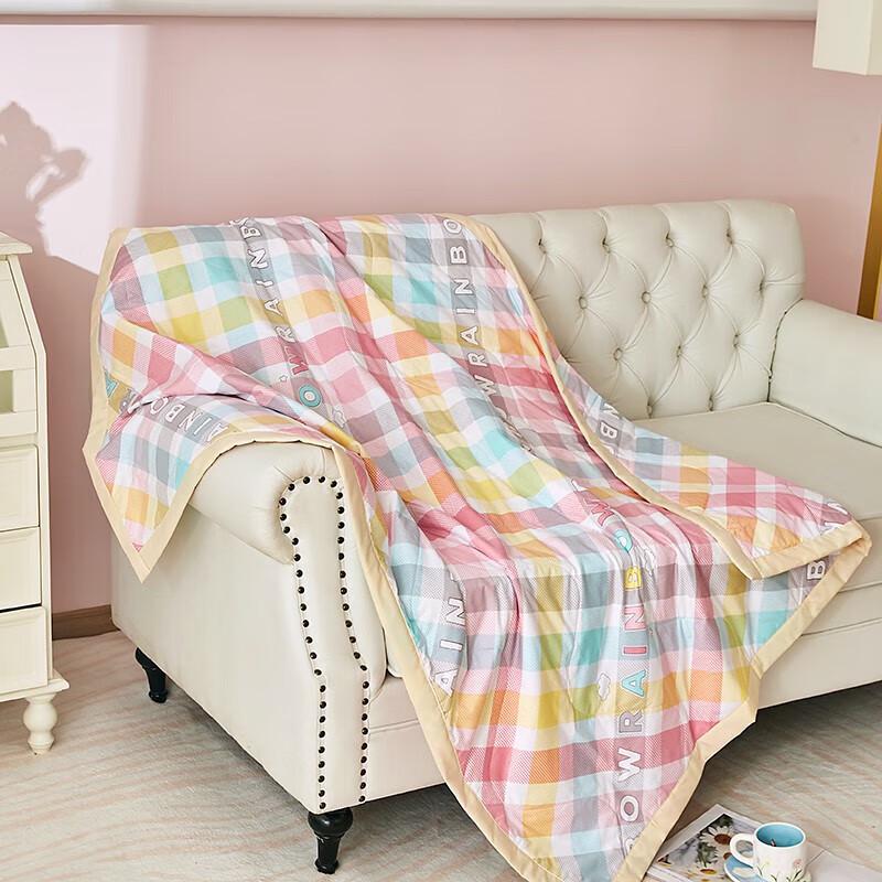 Red Dragonfly Rainbow Plaid Summer Fiber Quilt