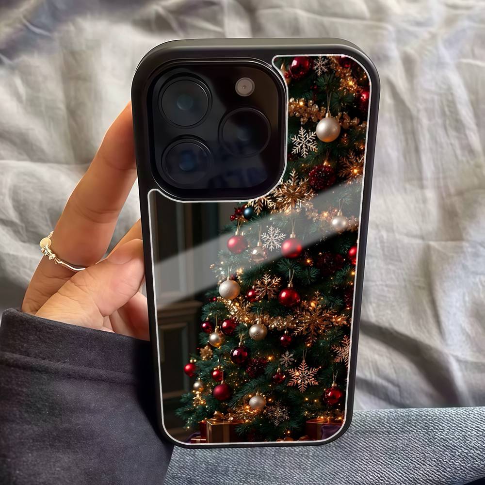 Christmas Tree Pattern Fashion Ins Phone Case For IPhone17 16 15 14 13 12 11 Pro Max Glossy HD Hard PC Cover